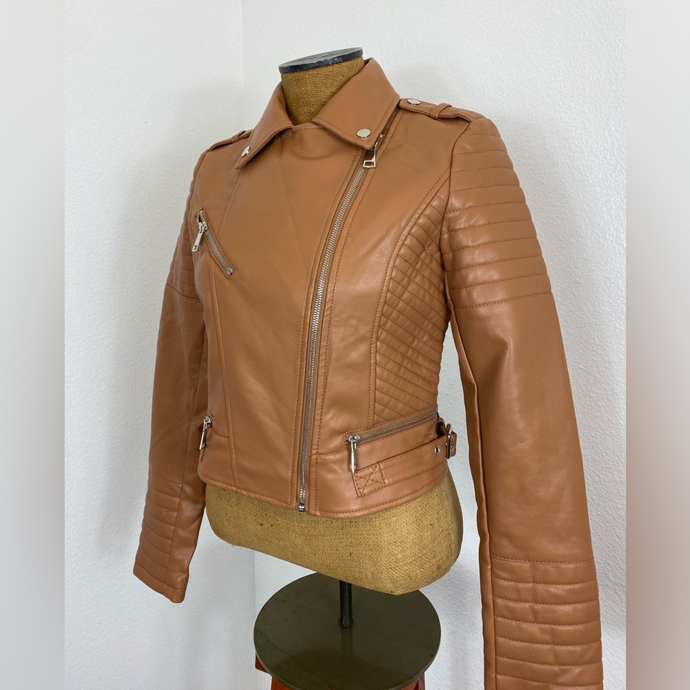 Azalea Wang Faux Leather Biker Jacket L Crop Quilted Detail Nordstrom Rack NWT - Picture 11 of 12